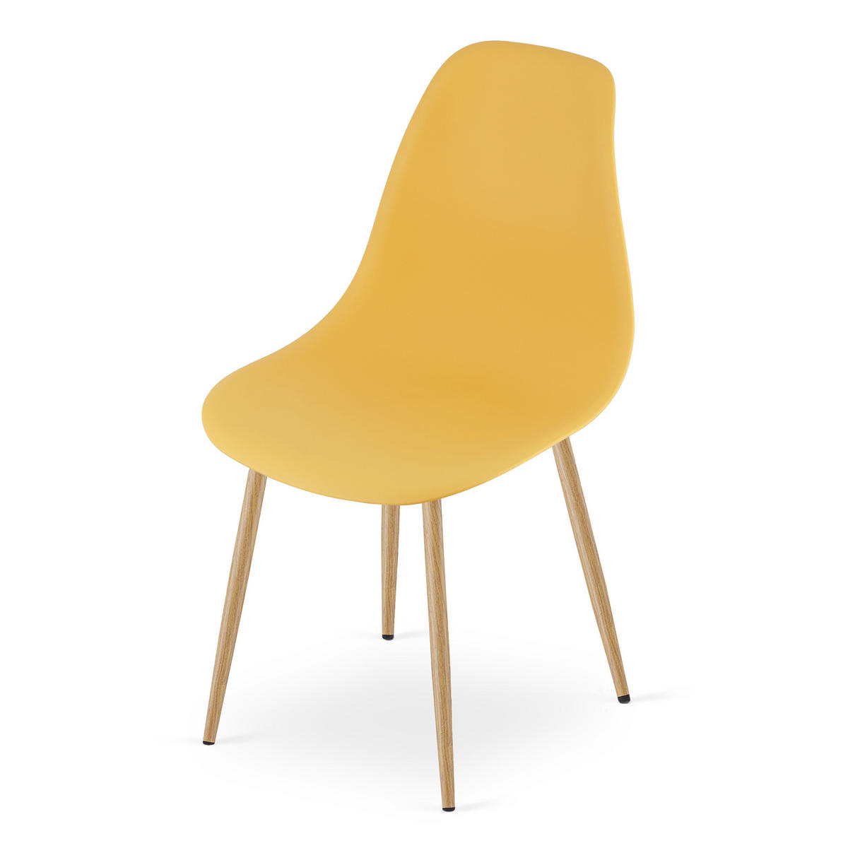 ESSZIMMERSTUHL 2-er Set KALEO Senffarbener Sitz, natürliche Beine - Currygelb/Naturfarben, Kunststoff (46/84/51cm) - Valora