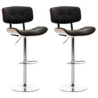 BARHOCKER 2er Set Kakot Kunstleder Walnuss/schwarz - Schwarz, Leder/Metall (50/94/56cm) - DELUKE