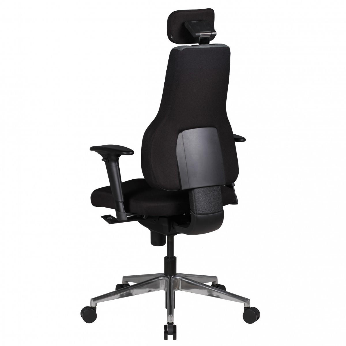 CHEFSESSEL Kunstleder mit 3-Punkt-Synchronmechanik, ergonomischer Rückenlehne, höhenverstellbarer Kopfstütze und Aluminium-Fußkreuz FABIO - Silberfarben/Schwarz, Textil (63/149/63cm) - KADIMA DESIGN
