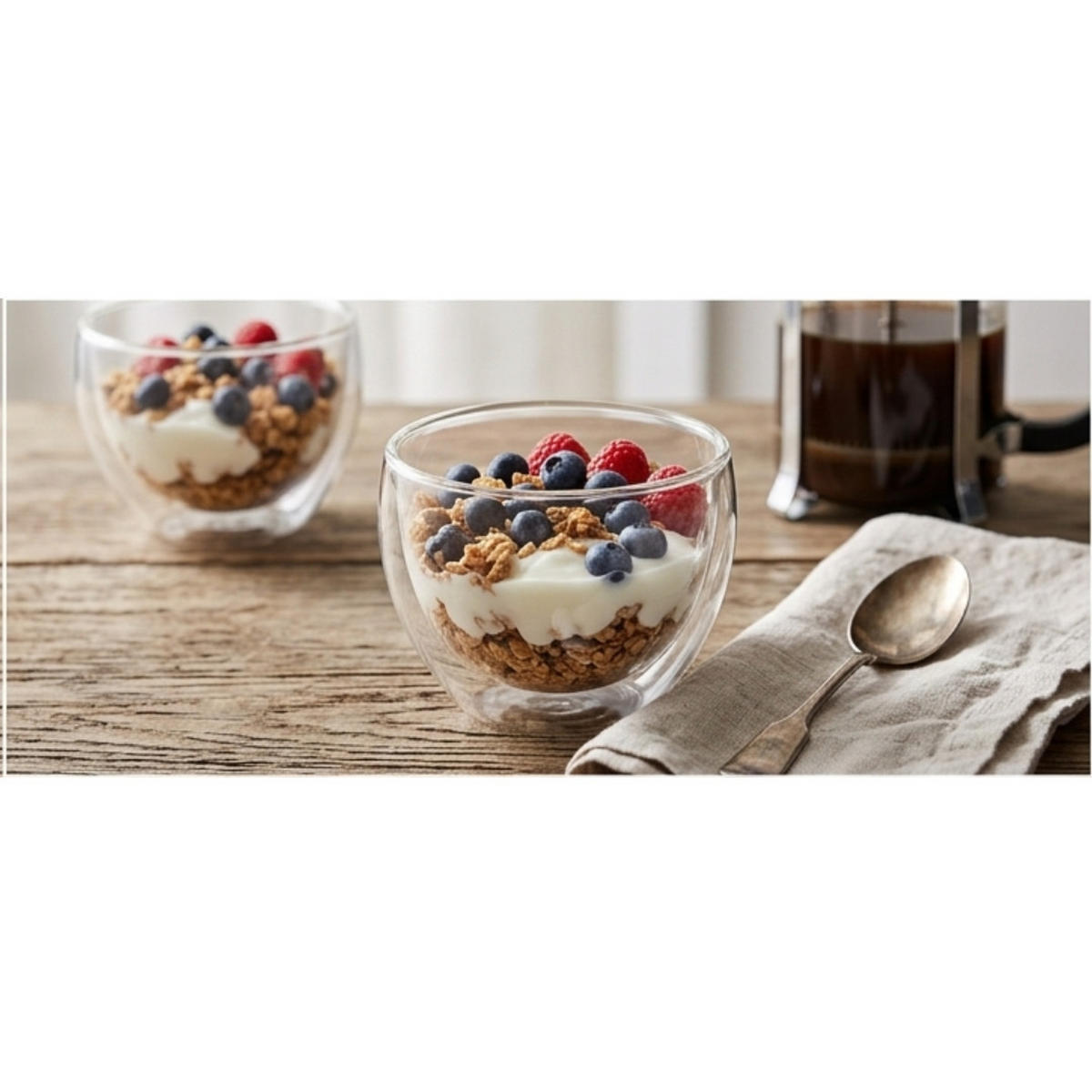 CAPPUCCINO GLÄSER DOPPELWANDIG -Klasique 6er-300ml, Doppelwand Thermogläser, Gläserset, hitzebeständig Kaffeegläser, Schwebeeffekt Glas Trinkglas - Transparent, Glas (0.3L) - JUNG