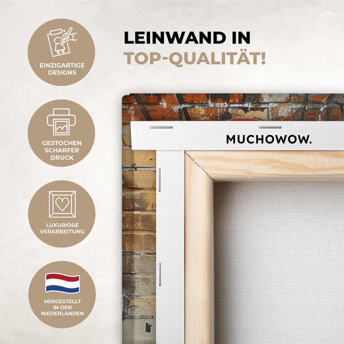 LEINWANDBILD Graffiti - Banksy - Mädchen - Straßenkunst Room Decor 30x40 cm - Sandfarben, Textil (30/40cm) - MuchoWow