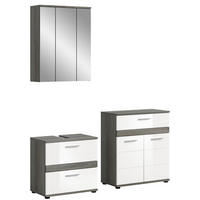BADKOMBINATION 2tlg. Blake Bad in Rauchsilber Nachbildung und weiß hochglanz B/H/T: 146x191x34 cm - Anthrazit, Holz (146/191/34cm)