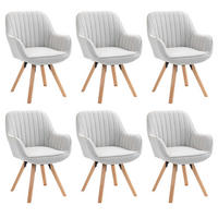 ARMLEHNSTUHL-SET 6 Stück drehbar in Webstoff - Beige/Kernbuche, Holz/Textil (57/83/56cm) - Meubles Cosy