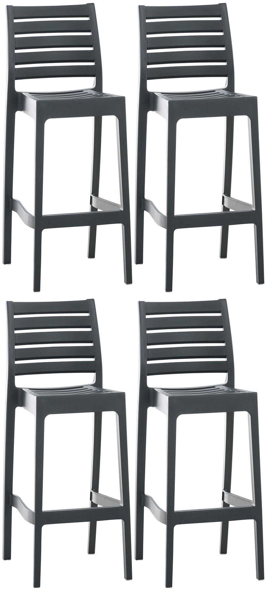 BARHOCKER 4er Set Turam Kunststoff Dunkelgrau - Dunkelgrau, Kunststoff (45/105/51cm) - DELUKE