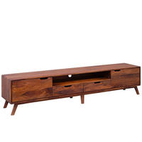 TV-BOARD Sheesham 220x40x48 walnuss gewachst MALMÖ 2 #123 - Dunkelbraun, Holz (40/48/220cm) - Massivmoebel24