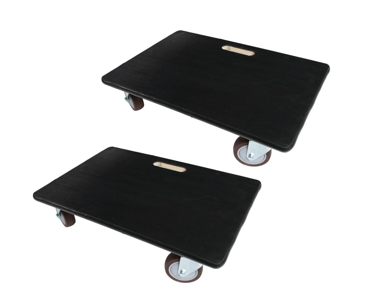 TRANSPORTROLLER mit 4 Rollen 15x40x60 cm Traglast 500kg Sperrholzplatte mit Gummibelag Schwarz 2 Stück - Schwarz, Holzwerkstoff (60/40/15cm) - PROREGAL