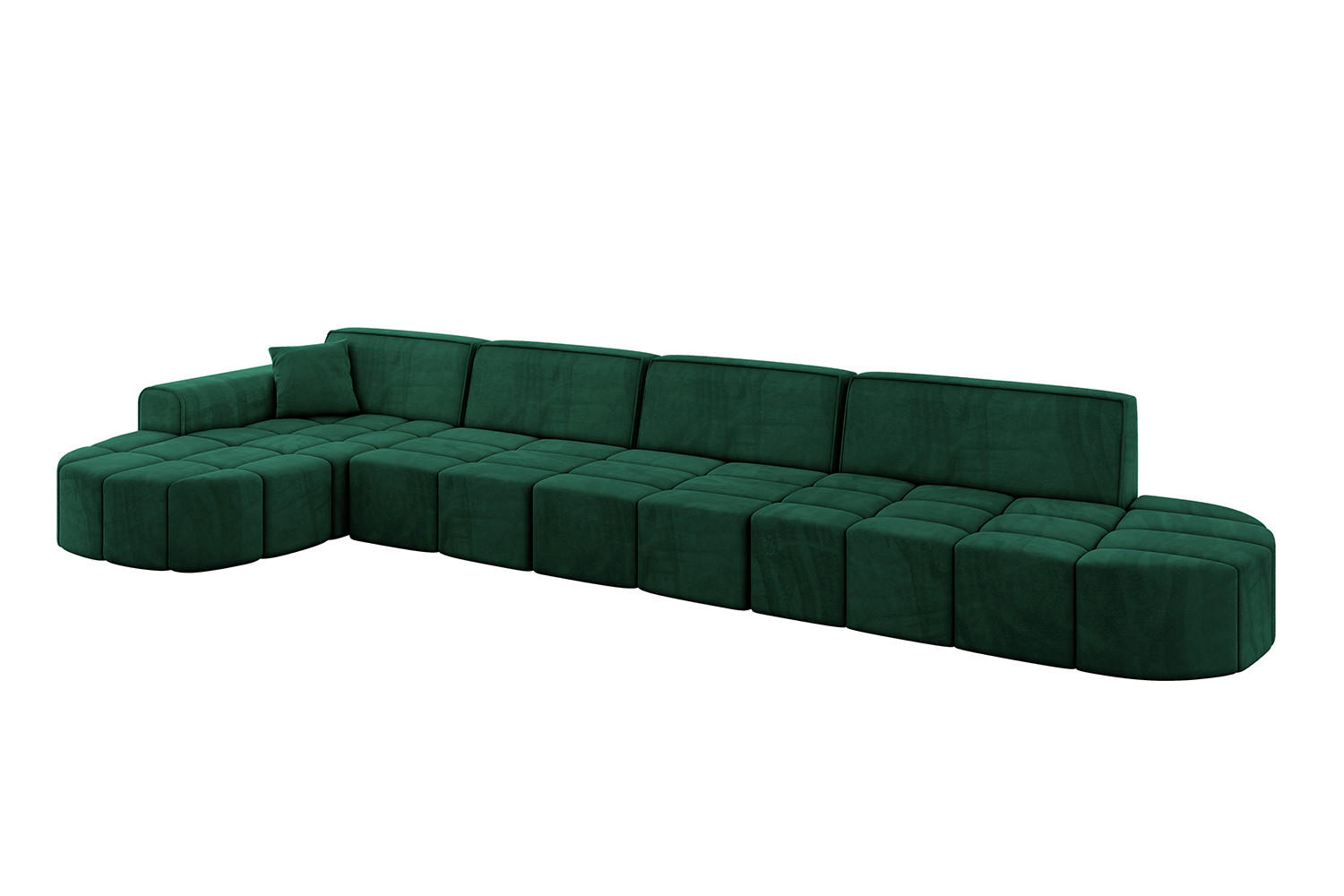 ECKSOFA Ottomane Links LIVO-L3 - 422x173x79,5 cm Dunkelgrün - Grün, Holzwerkstoff/Textil (422/173cm) - ALTDECOR