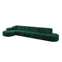 ECKSOFA Ottomane Links LIVO-L3 - 422x173x79,5 cm Dunkelgrün - Grün, Holzwerkstoff/Textil (422/173cm) - ALTDECOR