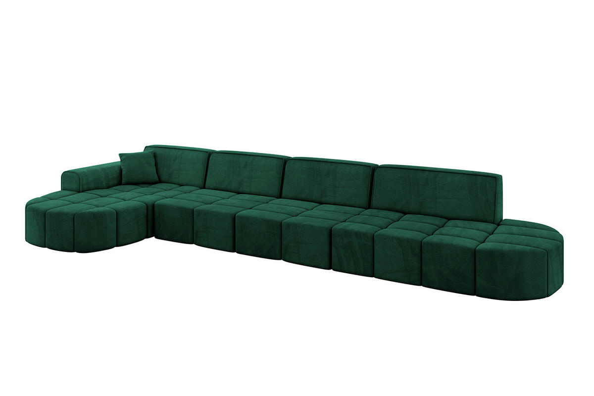 ECKSOFA Ottomane Links LIVO-L3 - 422x173x79,5 cm Dunkelgrün - Grün, Holzwerkstoff/Textil (422/173cm) - ALTDECOR