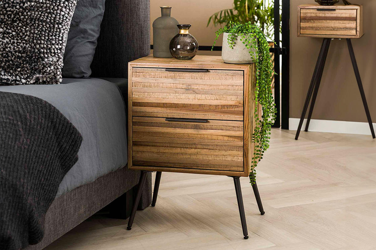 NACHTTISCH TICAR Holz Teakholz - Braun, Holz (45/60/30cm) - KAWOLA