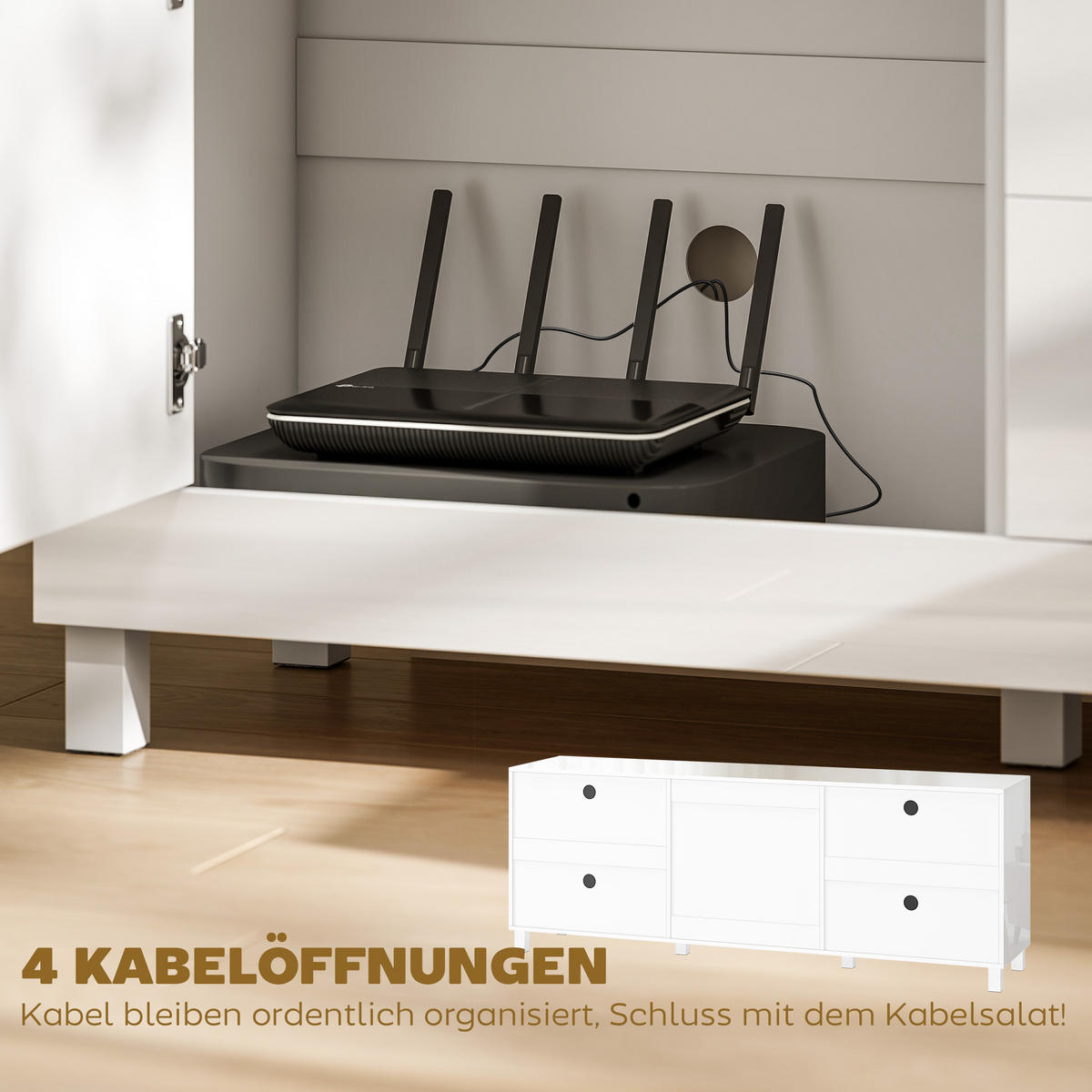 TV-SCHRANK Spanplatte Hochglanz - Weiß Hochglanz, Holzwerkstoff (40/66/180cm) - HOMCOM