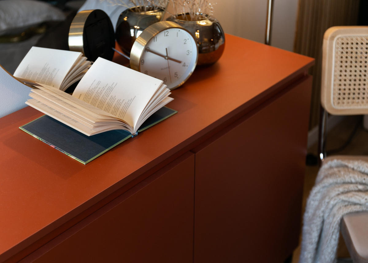 SIDEBOARD Bemmi Ziegelrot mit Metallbeinen 100 cm - Dunkelorange/Schwarz, Holzwerkstoff/Metall (100/77/35cm) - Selsey