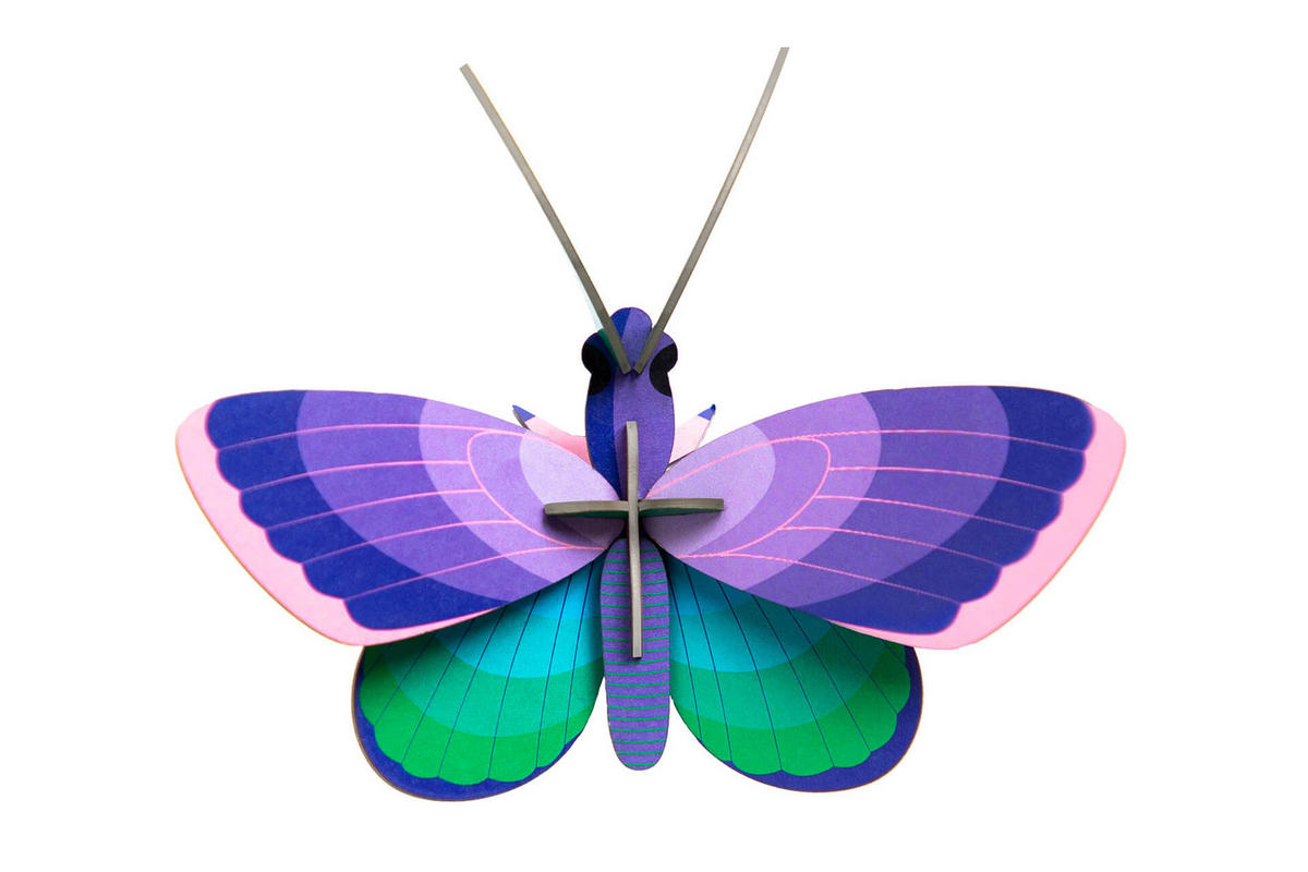 WANDDEKO Azur-Kupfer-Falter 16/7 cm - Grün, Wellpappe (16/7/13cm) - KUNSTLOFT