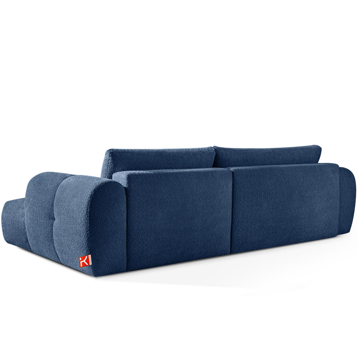 ECKSOFA MIT HOCKER LIRA, Dunkelblau, Bouclé - Dunkelblau, Holz/Holzwerkstoff (96/50cm) - KONSIMO®