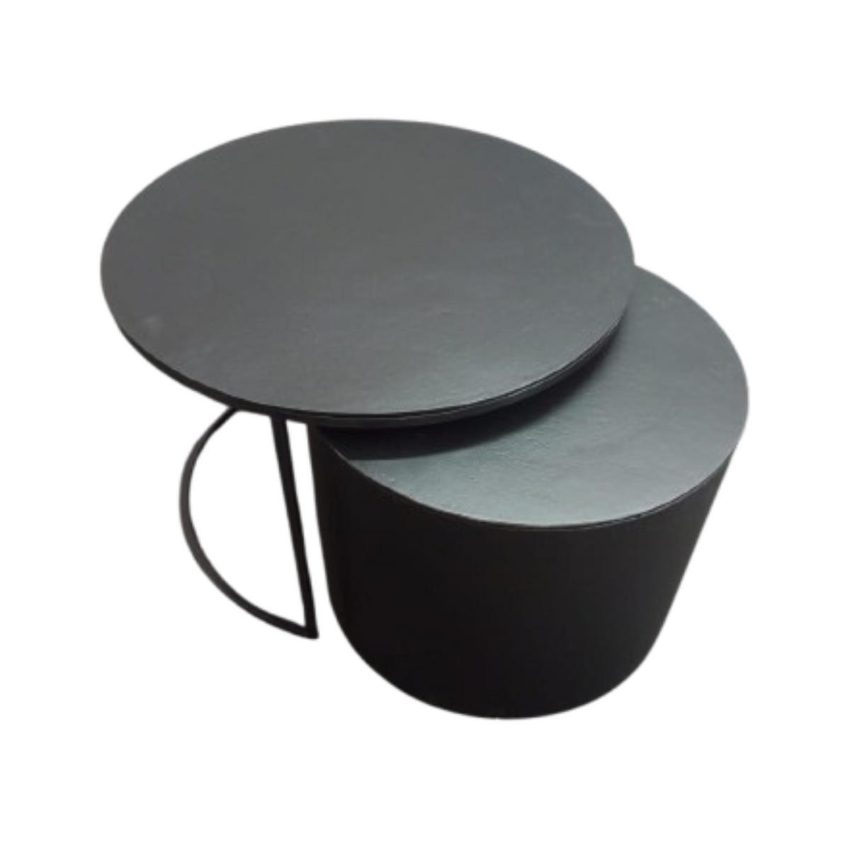 COUCHTISCH Menza Metall 75 cm / 75 cm + 60 cm / 60 cm Schwarz - Schwarz, Metall (75/75/45cm)