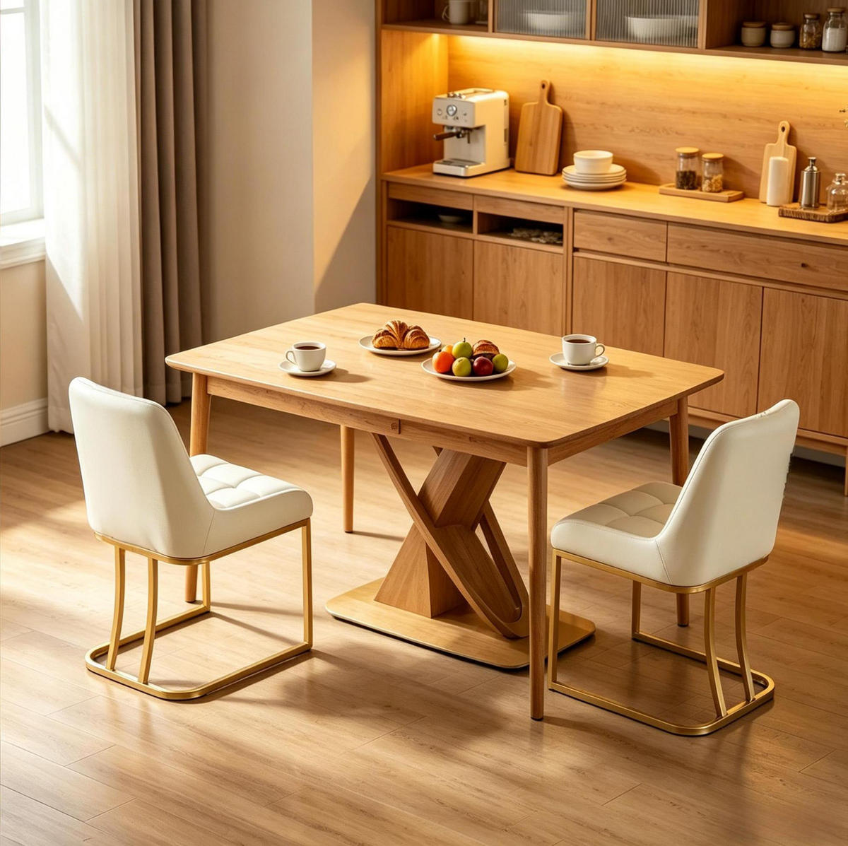 ESSSTÜHLE 2er-Set Beige Samt Metall - Beige, Metall (39/84/45cm) - Meubliv