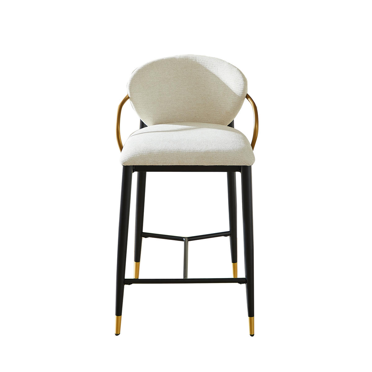 BARHOCKER 2er-Set Beige Höhenverstellbar mit Chenille-Stoff und Rückenlehne - Goldfarben, Textil (52/87/57cm) - PANGIVO