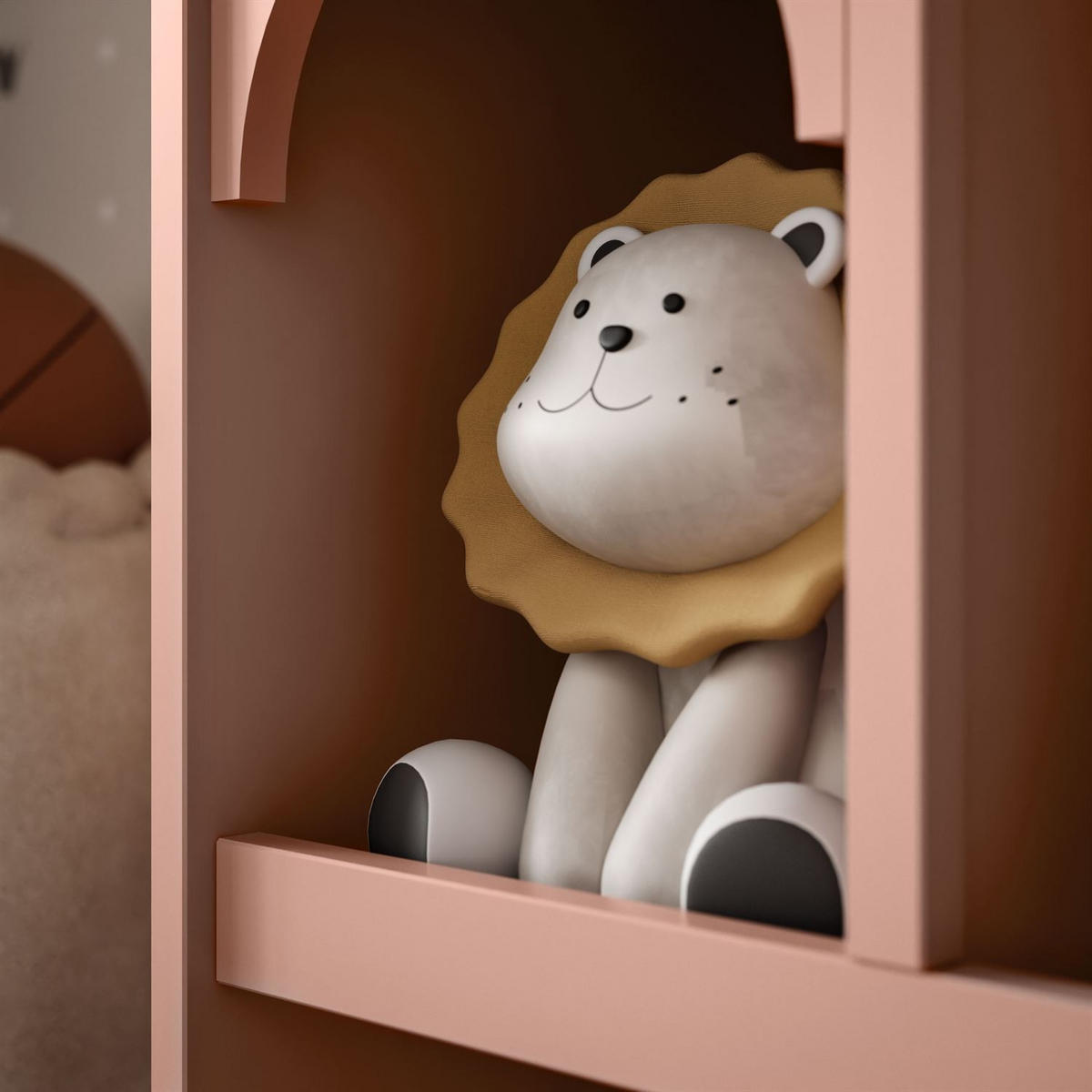 BABYREGAL BABUSHKA – Puppenhaus-Design, Natürlich Rosa - Rosa, Holzwerkstoff (90/119/39cm)