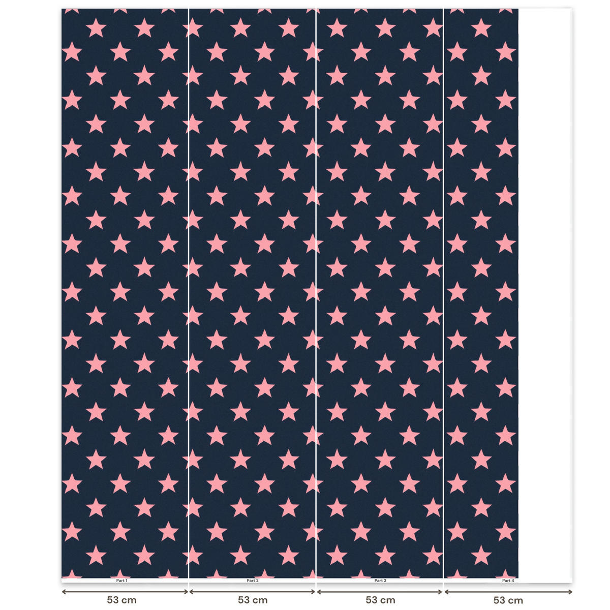 KINDERTAPETE - Muster - Sterne - Rosa - 180x220 cm - Anthrazit, Papier (180/220cm) - OnlyWow