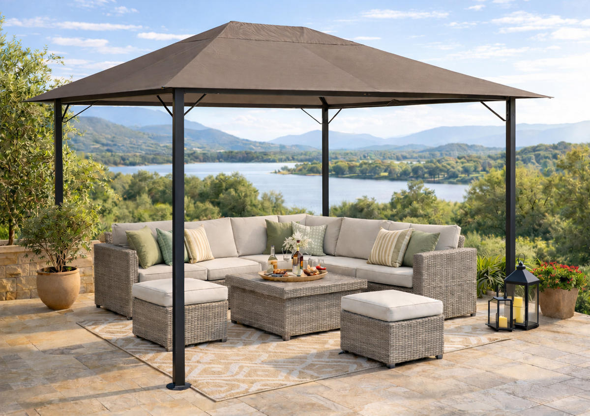 PAVILLON Nizza 3x4m Taupe - Taupe, Metall (300/263/400cm) - QUICK STAR