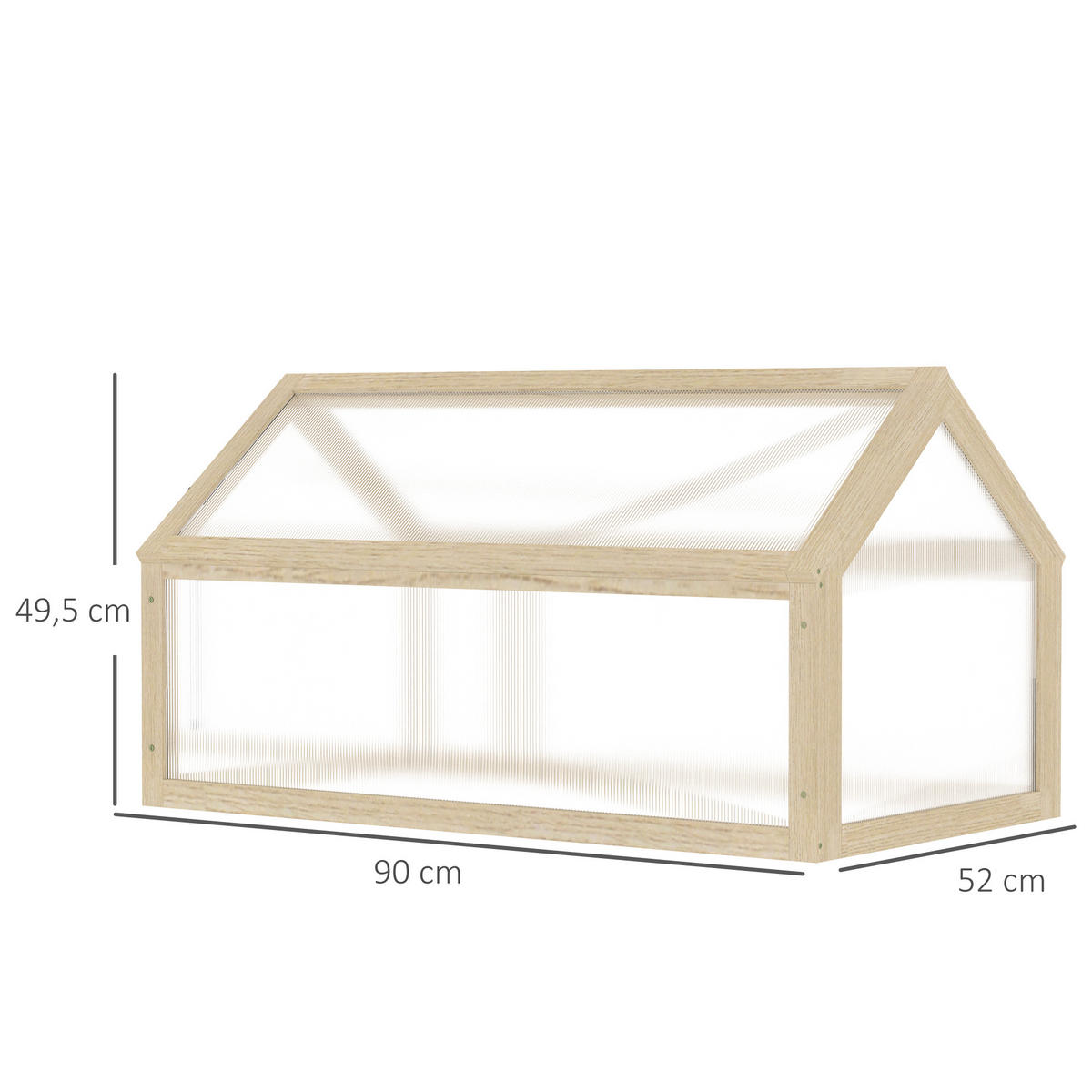FRÜHBEET aus Holz 90 x 52 x 49,5 cm - Naturfarben, Holz (52/49.5/90cm) - Outsunny