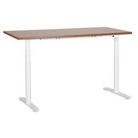 SCHREIBTISCH braunweiß 160/72 cm elektrisch höhenverstellbar Destin IV - Dunkelbraun/Weiß, Holz (72/160/67cm) - Beliani