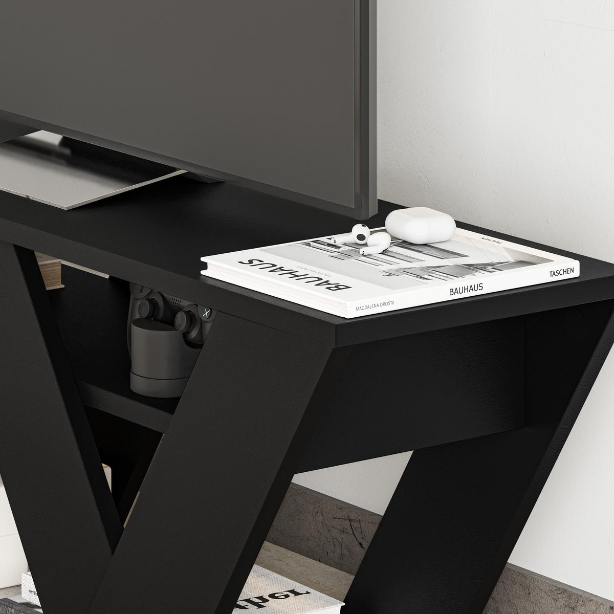 TV-LOWBOARD Pipralla Schwarz 110/30/40 cm - Schwarz, Holzwerkstoff (110/40/30cm) - Decortie