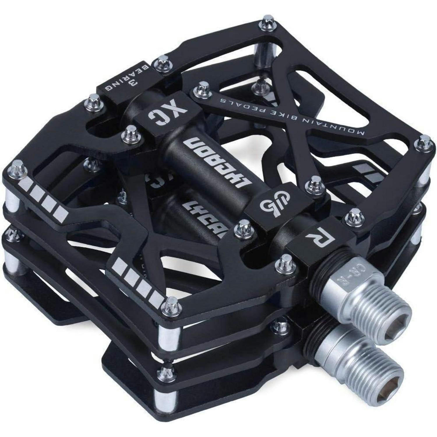 FAHRRADPEDALE MTB Pedal CNC Aluminiumlegierung rutschfest 9/16" Schwarz - Schwarz, Metall (10/2.5/10.5cm)