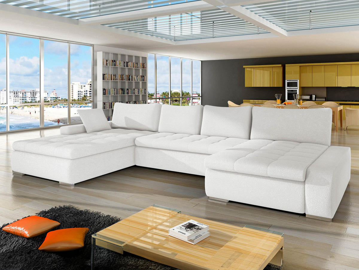 WOHNLANDSCHAFT Caro Premium - Silberfarben/Creme, Holz/Textil (394/80/213cm) - MIRJAN24