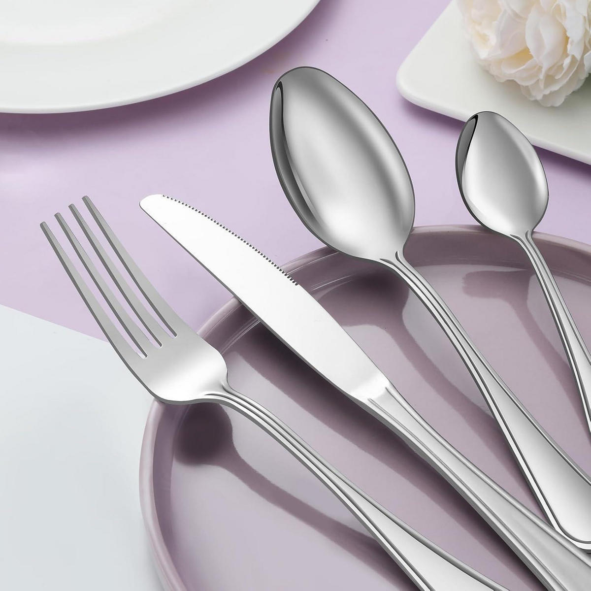 BESTECKSET 30-teiliges Set Edelstahl für 6 Personen spülmaschinenfest - Multicolor, Metall