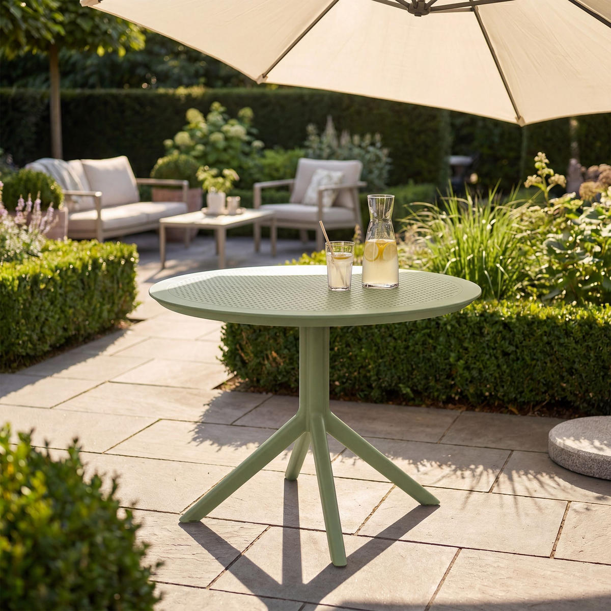 GARTENTISCH rund Ø105 cm Kunststoff Oliv - Olivgrün, Kunststoff (105/105/74cm) - CLP
