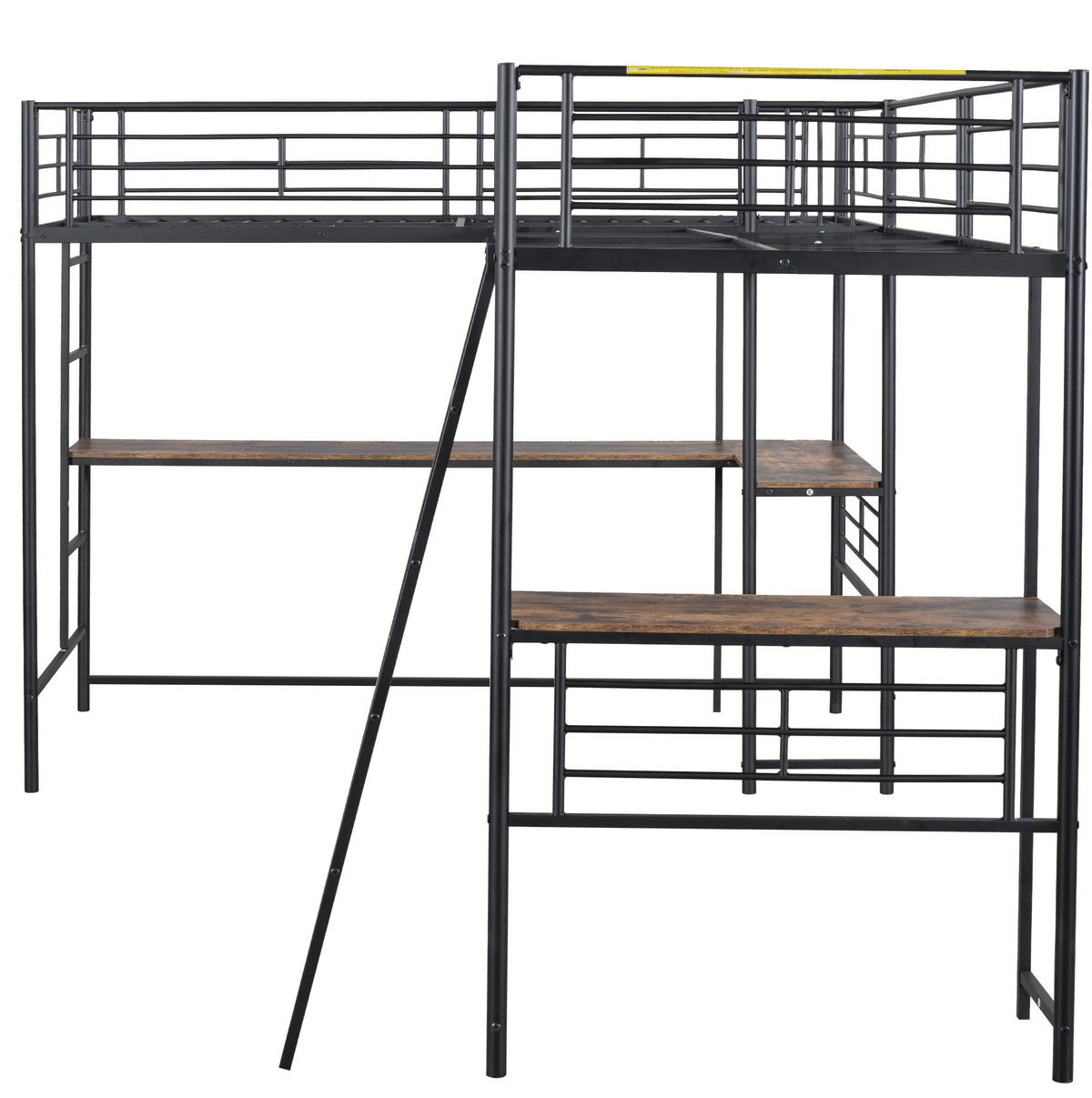 HOCHBETT 90/200 cm in Schwarz – mit Schreibtisch, hohem Rausfallschutz und Treppe - Schwarz, Metall (90/200cm) - BEAOK