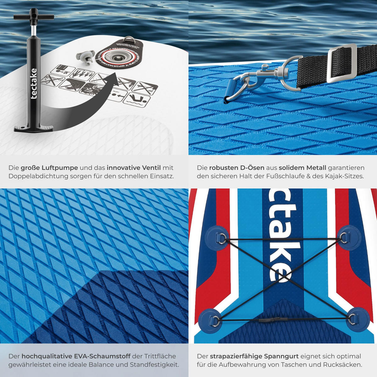 STAND-UP PADDLE BOARD , 288 x 77 x 22,5 cm, rot/blau - Rot, Kunststoff (288/77/0.23cm) - tectake