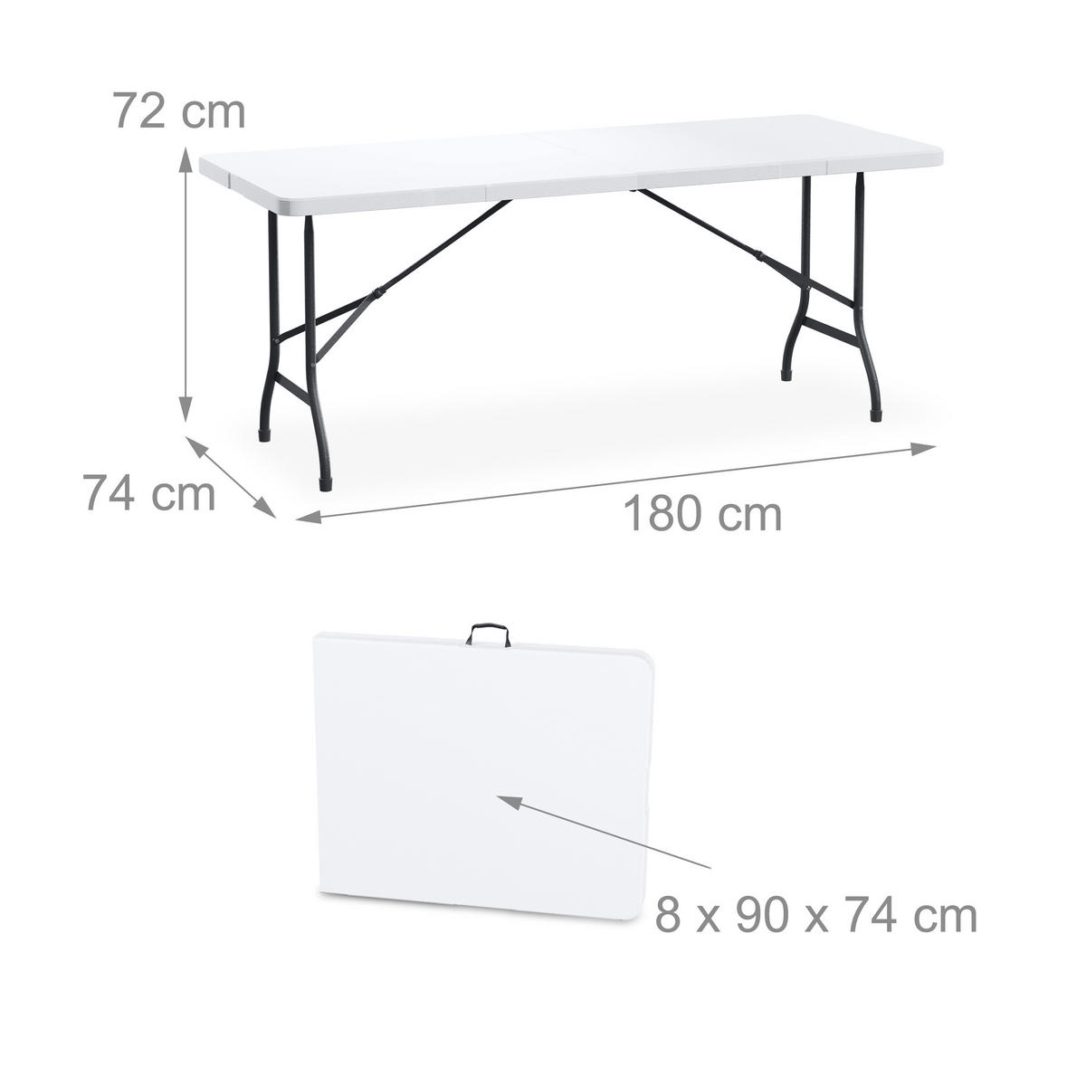 GARTENTISCH - Weiß, Kunststoff/Metall (74/180/72cm) - Relaxdays
