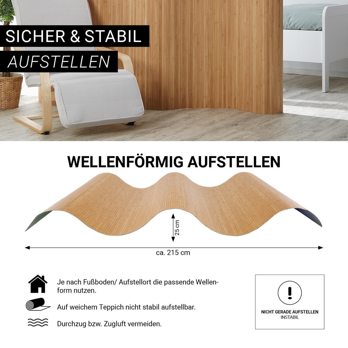 PARAVENT 250/145 cm Hellbraun Raumteiler Bambus - Hellbraun, Naturmaterialien (250/145/1cm) - Homestyle4u