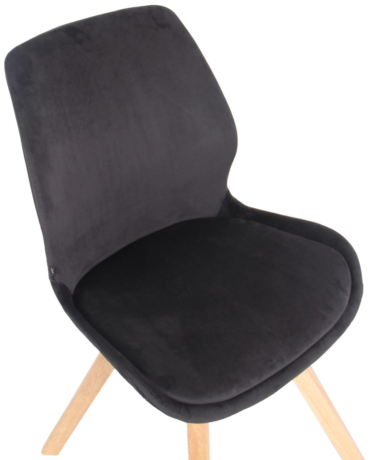 STUHL Samt schwarz - Eukalyptusholzfarben/Schwarz, Holz/Textil (49/87.5/58cm) - CLP