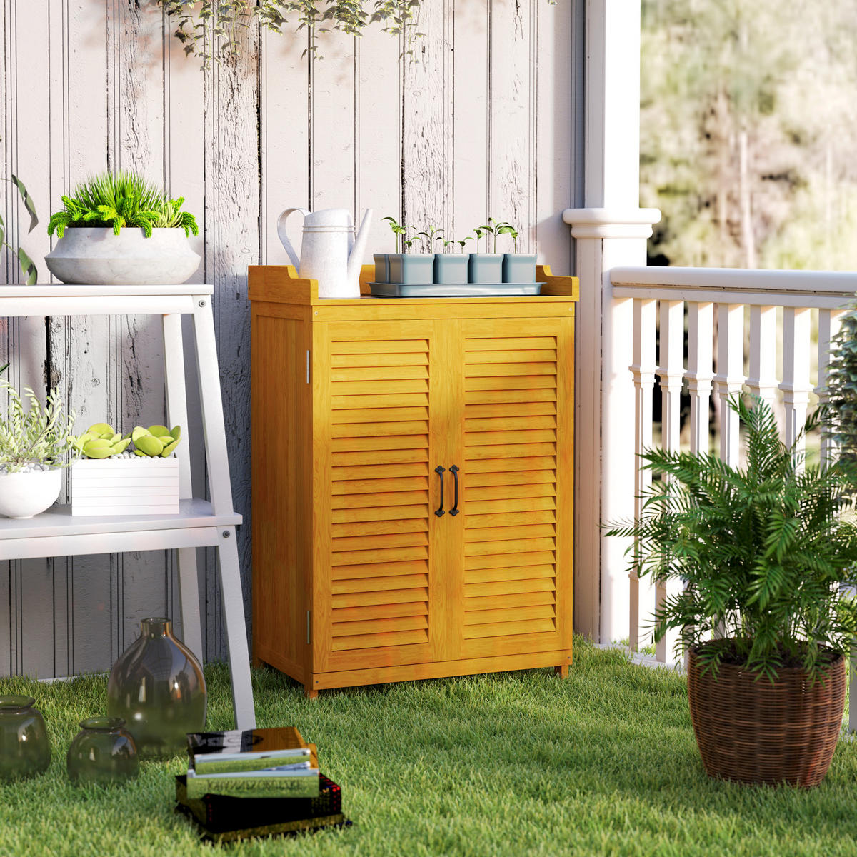 GARTENSCHRANK Holz - Gelb, Holz (40/98.5/65.5cm) - Outsunny