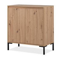 KOMMODE Eiche Artisan 81 cm modern, Anrichte 2-türig - Schwarz/Eiche Artisan, Holzwerkstoff/Metall (81/87/40cm) - Furn.Design
