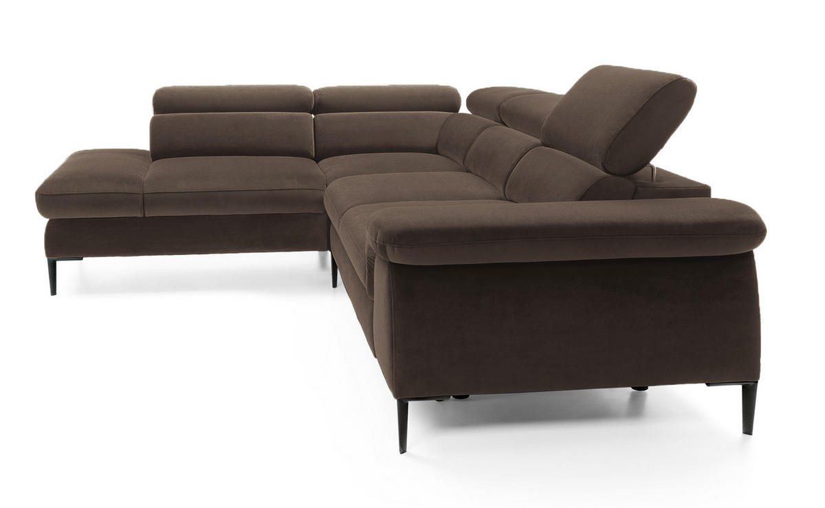 SCHLAFSOFA 280 cm Amaro L mit verstellbaren Kopfstützen, Links, Braun - Braun, Holz (280/214cm) - Emporius