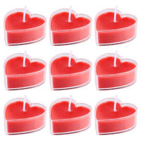 TEELICHTER 9-teiliges Set Herzform Sojawachs Duftkerzen Rot - Rot, Paraffin (4cm)