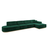 ECKSOFA Ottomane Rechts IREA-L3 - 412x165x80 cm Grün - Dunkelgrün, Holzwerkstoff/Textil (412/165cm) - ALTDECOR
