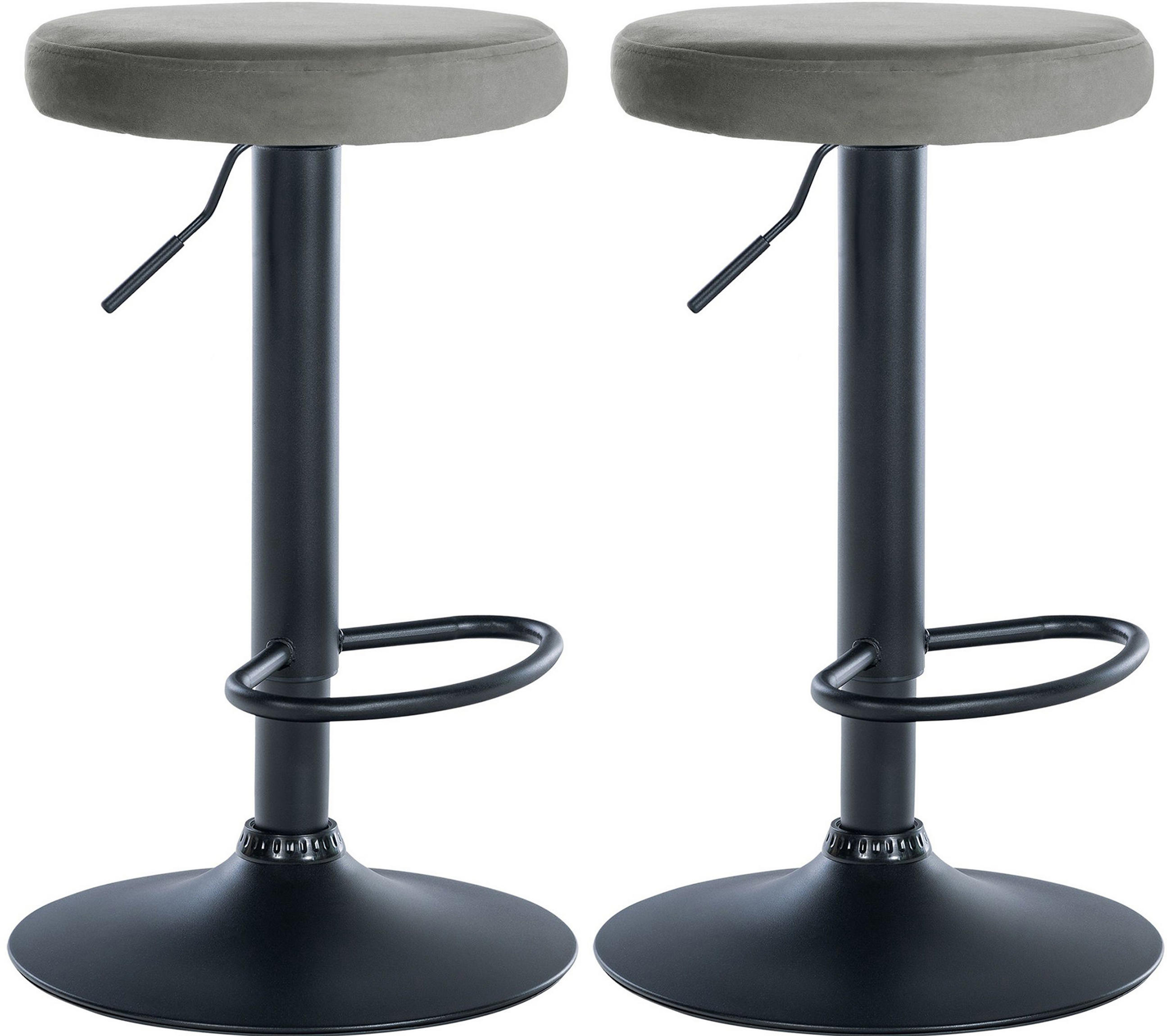 BARHOCKER 2er Set Pontius Samt schwarz grau - Schwarz/Grau, Textil/Metall (38.5/81/38.5cm) - TPFLiving