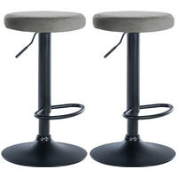 BARHOCKER 2er Set Pontius Samt schwarz grau - Schwarz/Grau, Textil/Metall (38.5/81/38.5cm) - TPFLiving