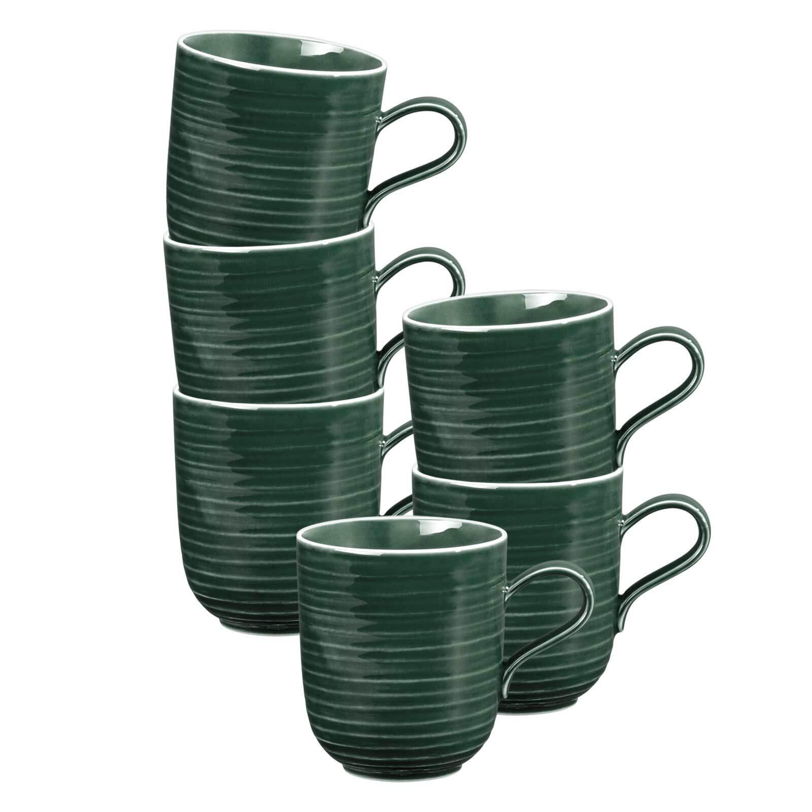 KAFFEEBECHER Terra Moosgrün 400 ml 6er Set - Dunkelgrün, Keramik (0.4L) - Seltmann Weiden