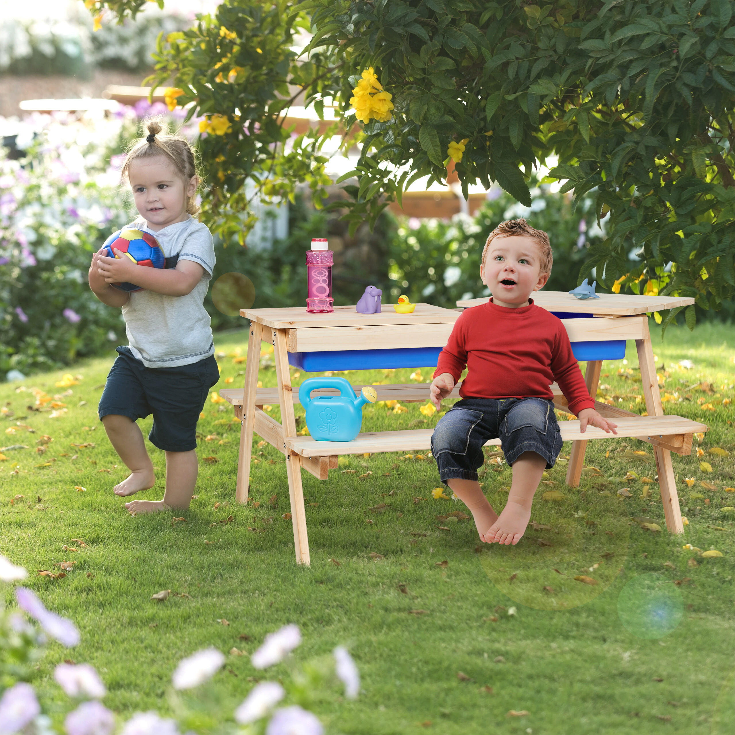 KINDERSITZGRUPPE - Hellbraun, Holz/Kunststoff - Relaxdays