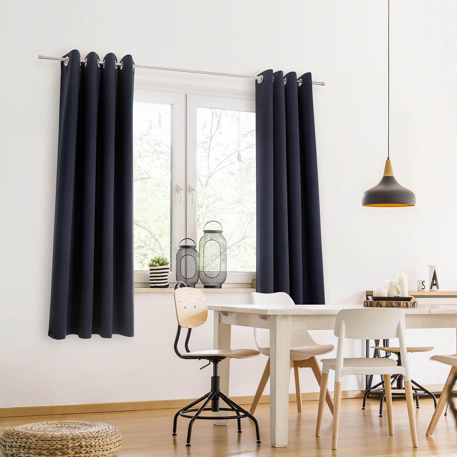 VERDUNKLUNGSVORHÄNGE Emelie 140/225 cm,2er-Set, mit Hitze- und Kälteschutz,Dunkelblau - Dunkelblau, Kunststoff (140/225cm) - Blumtal