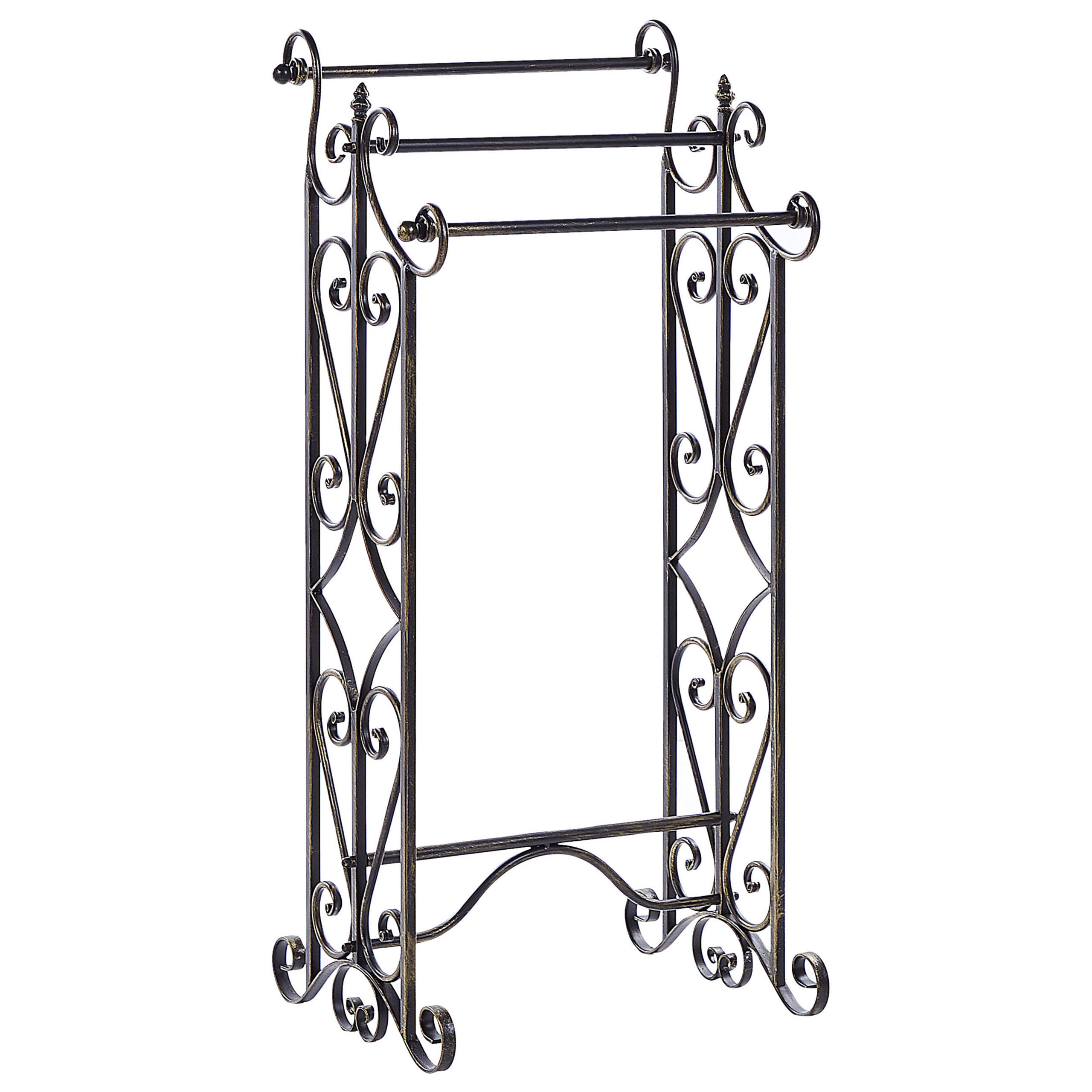 HANDTUCHSTÄNDER Antik Optik schwarz 45 x 90 cm Chillan - Schwarz, Metall (27/90/34cm) - Beliani