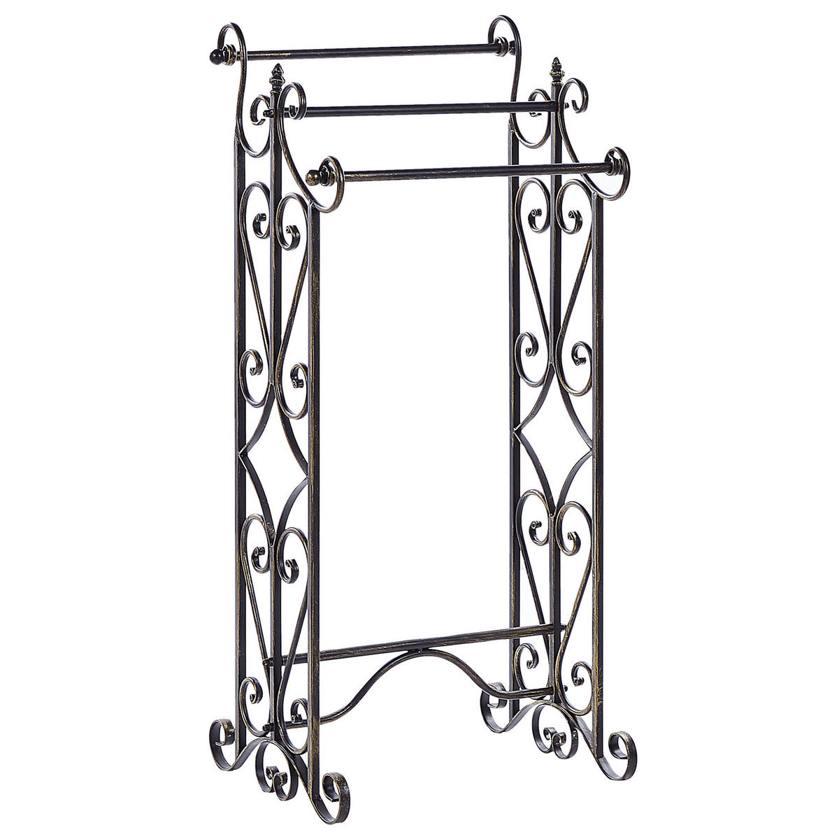 HANDTUCHSTÄNDER Antik Optik schwarz 45 x 90 cm Chillan - Schwarz, Metall (27/90/34cm) - Beliani