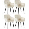 ARMLEHNENSTUHL 4er Set Samt Creme - Creme/Schwarz, Textil/Metall (56.5/84/61cm) - CLP