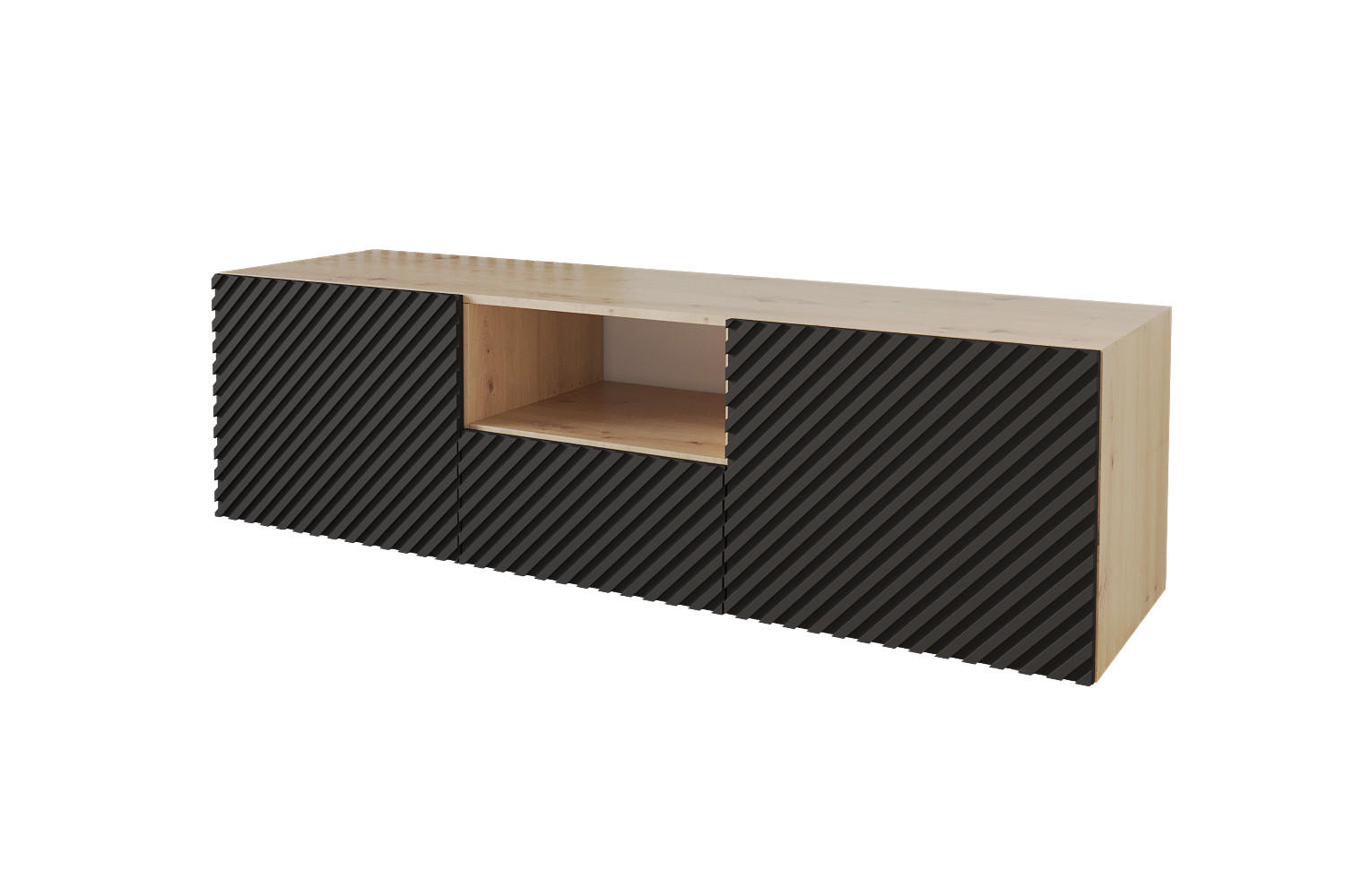 LOWBOARD ZENO-W 140x40x41 cm - Artisan / Schwarz - Schwarz, Holzwerkstoff (140/40/41cm) - ALTDECOR